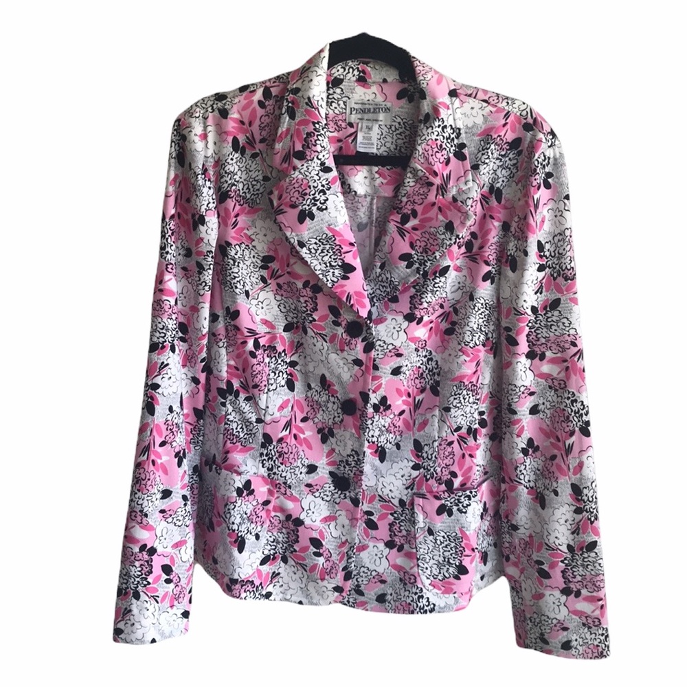 Pendleton Pink Black Floral Cotton blend Blazer